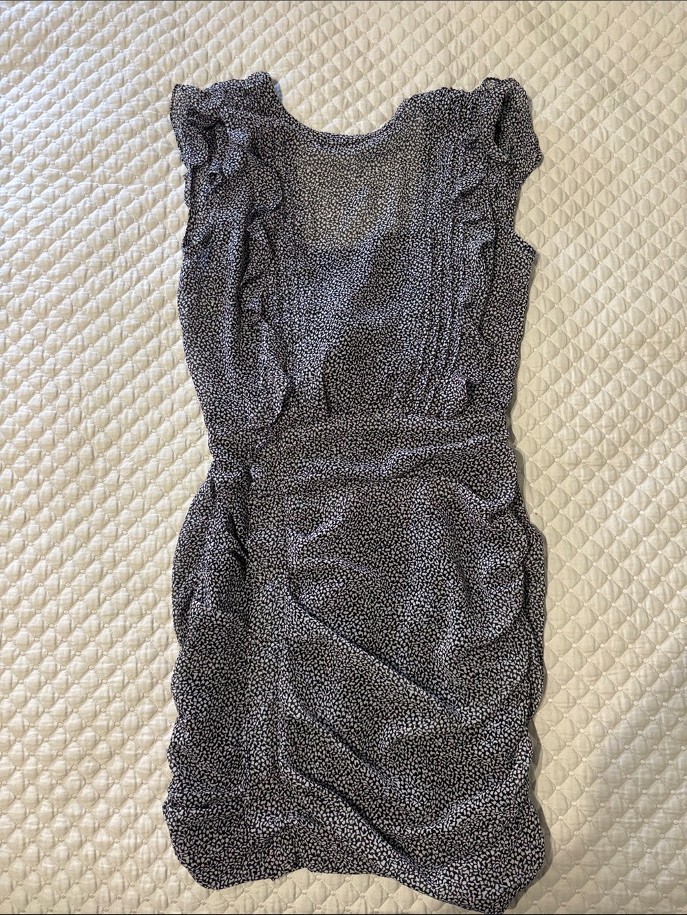 Women’s Black and White Ruffle Sheath Dress